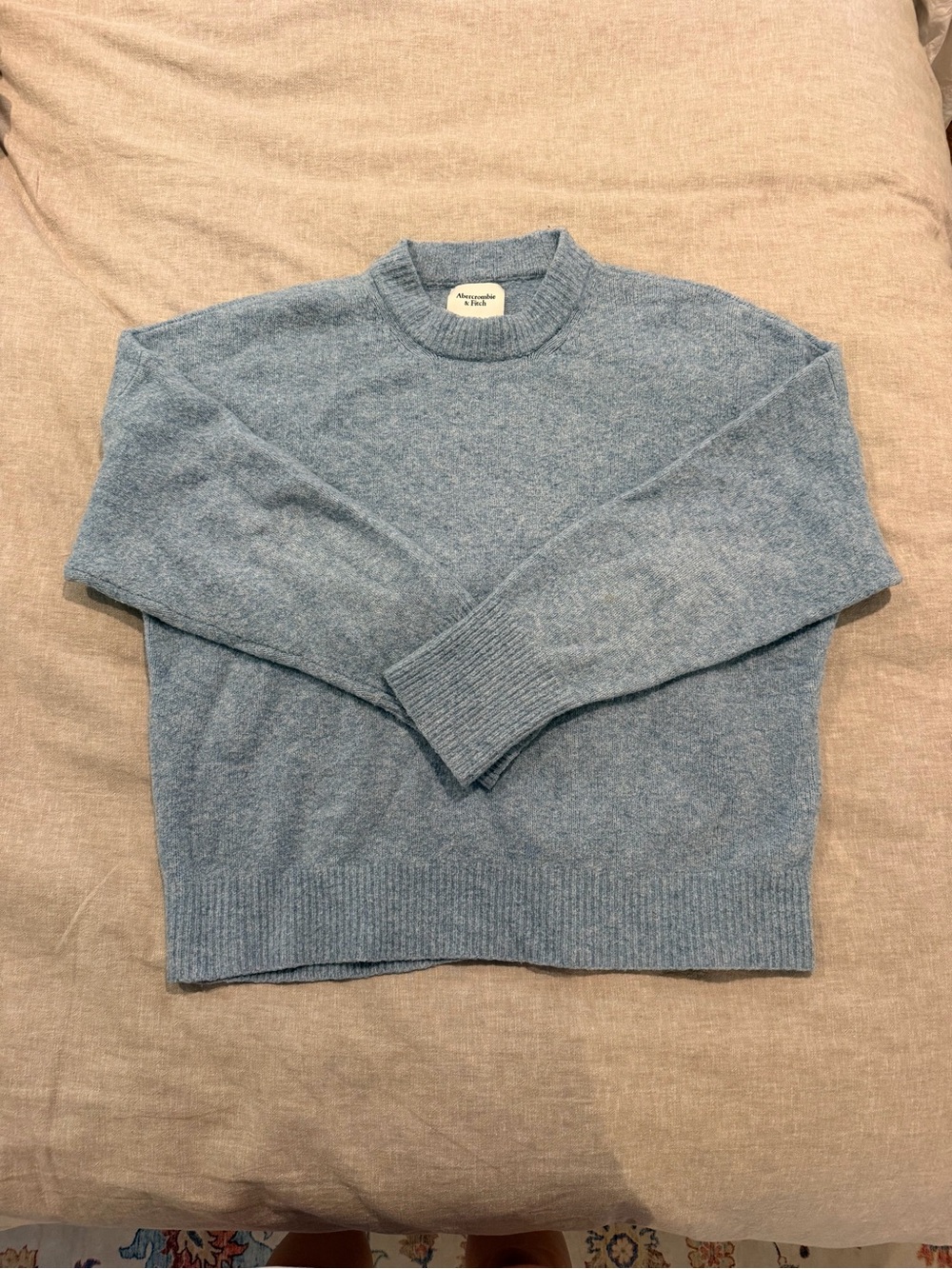 Abercrombie & Fitch Heathered Light Blue Crewneck Sweater